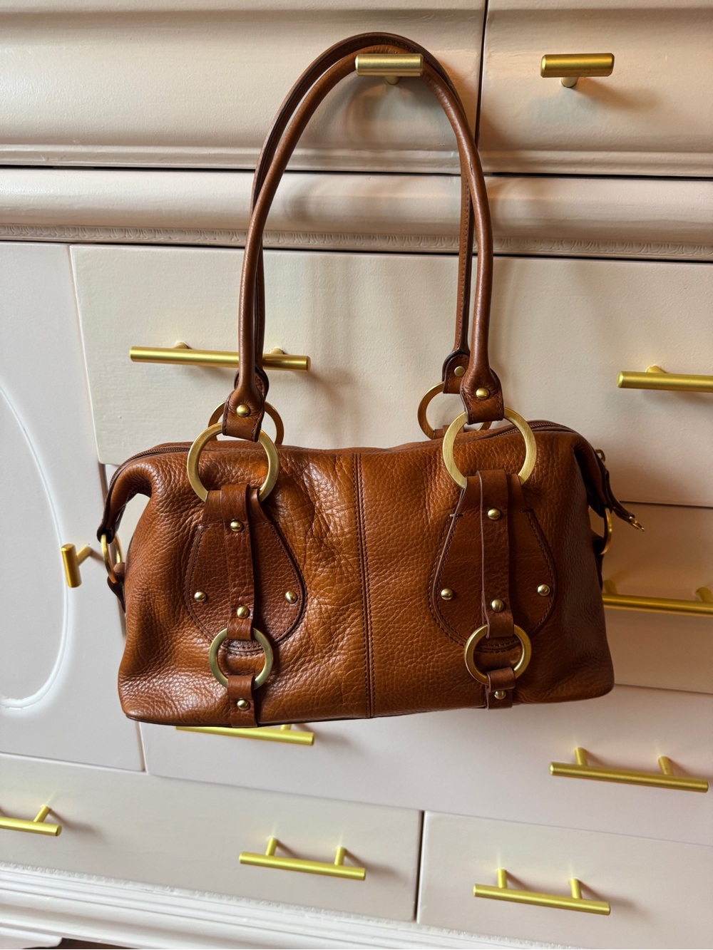 Etienne Aigner Cognac Brown Leather Shoulder Bag